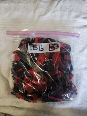 Authentic Lego Mostly Red & Black Mixed Building Pieces Weighing 1.15 lb